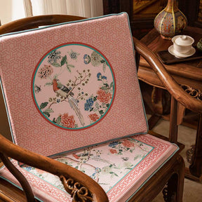 Chinoiserie Pink Spring High-end Wooden Chair Cushion