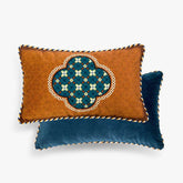 Chinoiserie Blue-Orange Classic Short Plush Lumbar Pillow