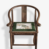 Chinoiserie Warm Spring Dark Green Wooden Chair CushionChinoiserie Warm Spring Dark Green Wooden Chair Cushion