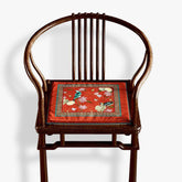 Chinoiserie Palace Red Glaze Festive Wooden Chair Cushion