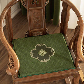 Chinoiserie Dark Green Vintage Short Plush Chair Cushion