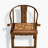 Chinoiserie Orange Chirp High-end Wooden Chair Cushion