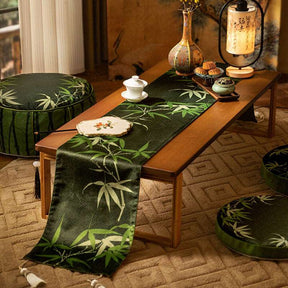 Chinoiserie Elegant Decor Green Bamboo Table Runner