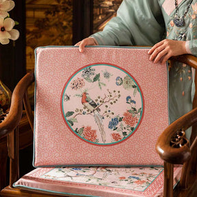 Chinoiserie Pink Spring High-end Wooden Chair Cushion