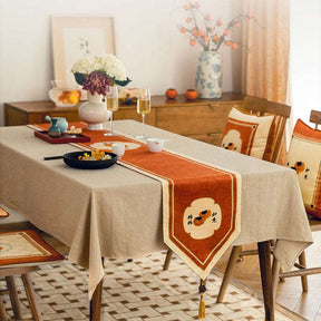 Chinoiserie Orange Persimmons Blessings Table Runner