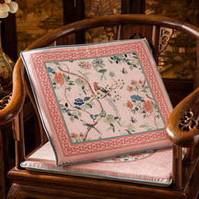 Chinoiserie Pink Spring High-end Wooden Chair Cushion