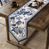 Chinoiserie Traditional Blue and White Long Table Runner