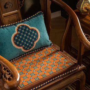 Chinoiserie Blue-Orange Classic Short Plush Chair Cushion