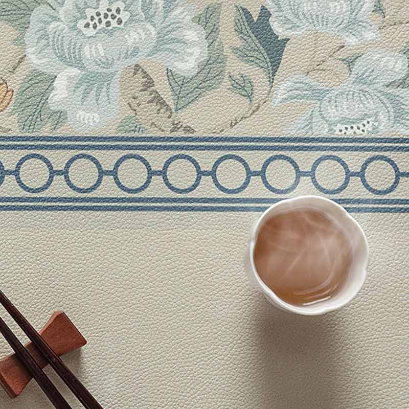 Chinoiserie Elegant High-end Floral Rectangular Leather Table Placemat