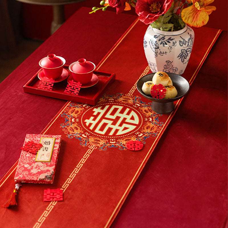 Chinoiserie Wedding Celebration Prosperity "囍（xǐ）Table Runner