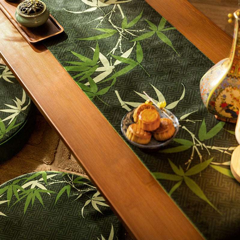 Chinoiserie Elegant Decor Green Bamboo Table Runner