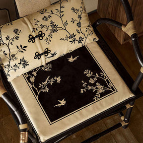 Chinoiserie Shadow Flowers Comfort Wooden Chair Cushion