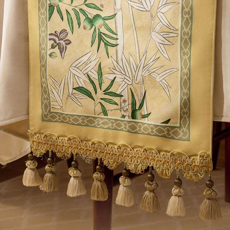 Chinoiserie Traditional Autumn Orchids Table Runner