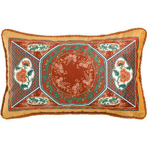 Chinoiserie Red-Yellow Glass Chinese Imperial Chair Cushion