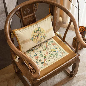 Chinoiserie Vintage Floral Dual-tone Short Plush Lumbar Pillow