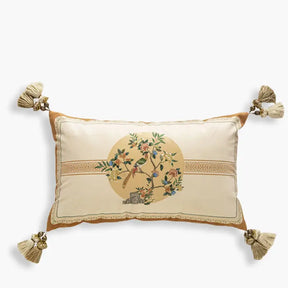 Chinoiserie Vintage Floral Dual-tone Short Plush Lumbar Pillow