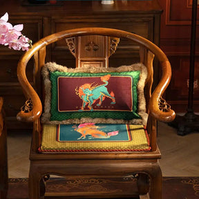 Chinoiserie Original Design Vintage Lumbar Pillow