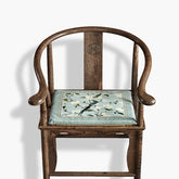 Chinoiserie Magpie and Magnolia Short Plush Chair Cushion