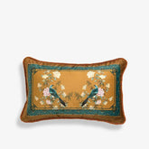 Chinoiserie Vintage Yellowish Brown Short Plush Lumbar Pillow