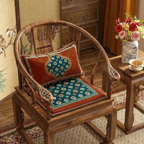 Chinoiserie Small Ball Pattern Short Plush Chair Cushion