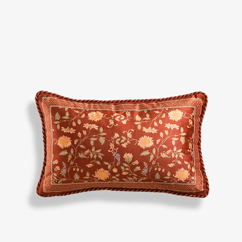 Chinoiserie Chrysanthemum Short Plush Lumbar Pillow