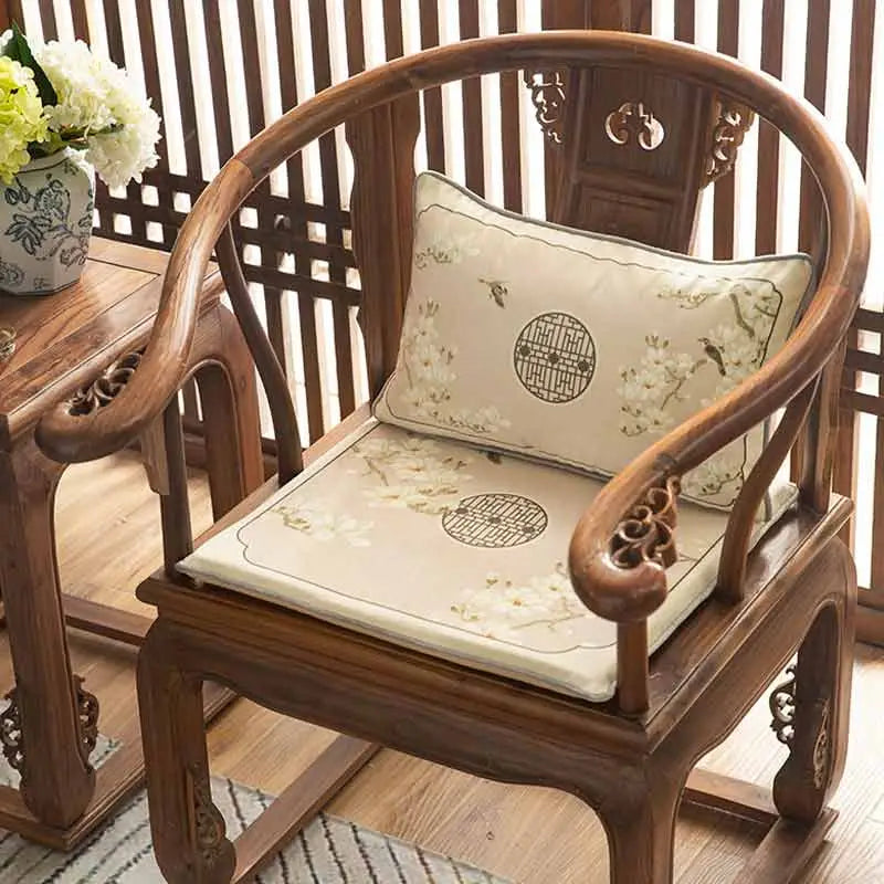 Chinoiserie Classical Windows Short Plush Chair Cushion