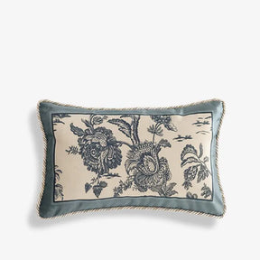 Chinoiserie Short Plush Lumbar Pillow Blue and White Whispers 30 x 50 cm