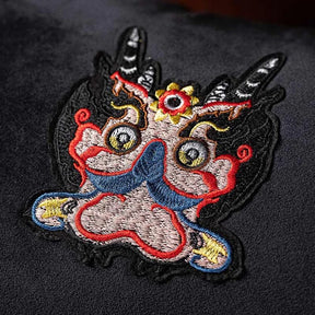 Chinoiserie Handmade Embroidery Velvet Lumbar Pillow Original Dragon