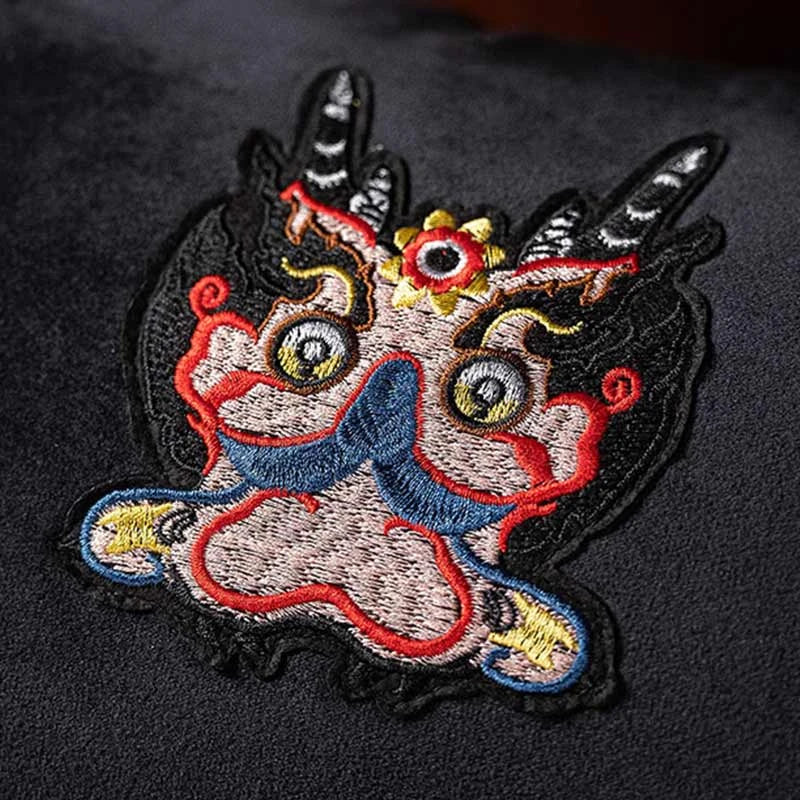 Chinoiserie Original Handmade Embroidery Dragon Velvet Lumbar Pillow