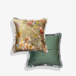 Chinoiserie Vintage Velvet Throw Pillow Floral and Botanical