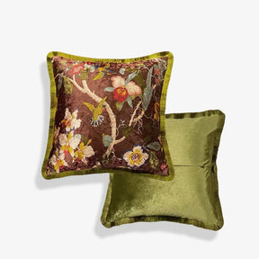 Chinoiserie Vintage Velvet Throw Pillow Floral and Botanical