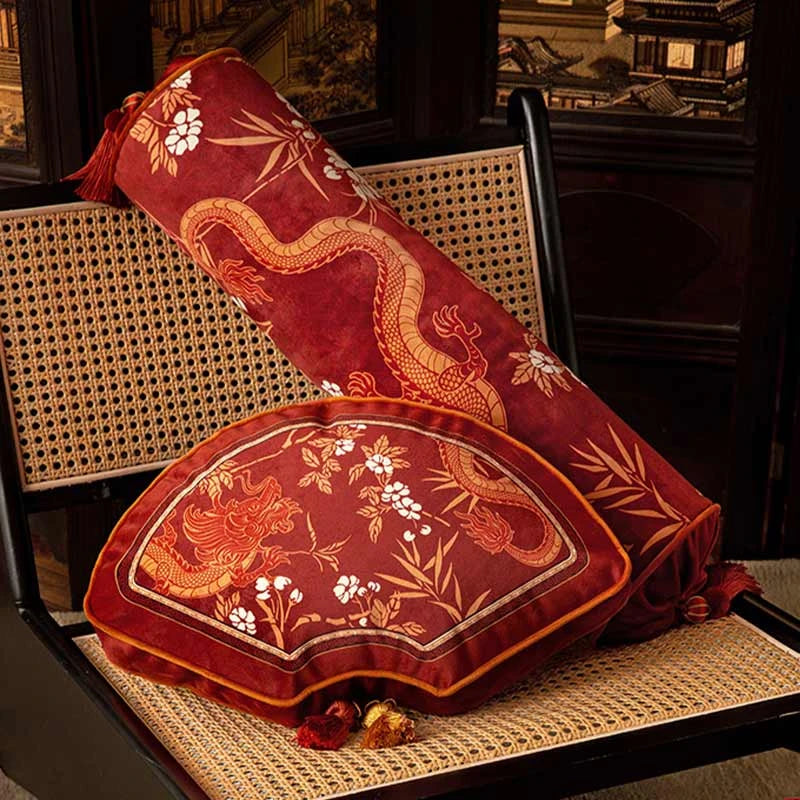 Chinoiserie Wedding Long Throw Pillow Joyful Red Celebration