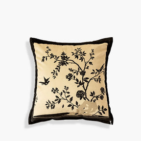 Chinoiserie Original Flower Throw Pillow Cushion Vintage Ink Blossom