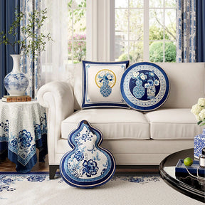 Chinoiserie Blue and White Sofa Throw Pillow