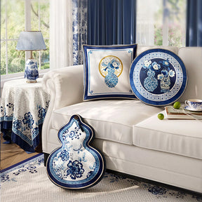 Chinoiserie Blue and White Sofa Throw Pillow Floral Serenade