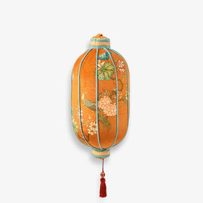 Chinoiserie Lantern-Shaped Throw Pillow Orange Hydrangea Dream