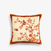 Chinoiserie Red Flower and Birds Elegance Throw Pillow