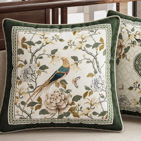 Chinoiserie Flower and Bird Elegance Pillow Cushion