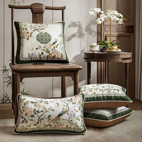 Chinoiserie Flower and Bird Elegance Pillow Cushion