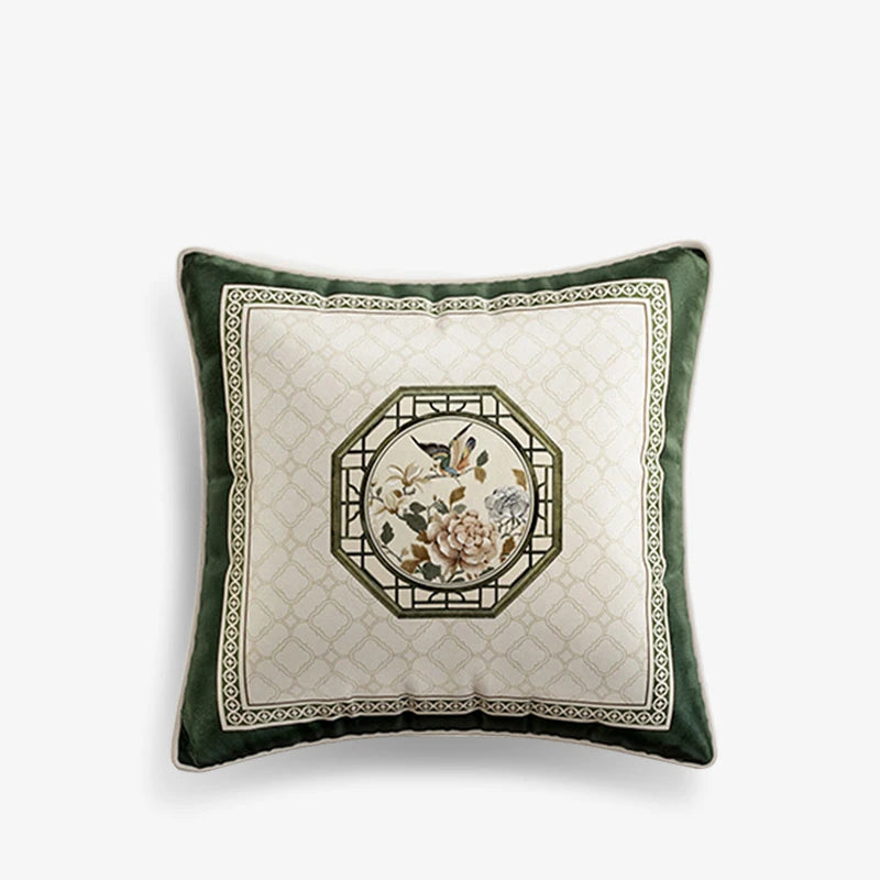 Chinoiserie Flower and Bird Elegance Pillow Cushion