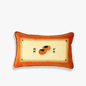 Chinoiserie Orange Throw Pillow Cushion Persimmons Blessings