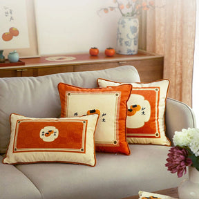 Chinoiserie Orange Throw Pillow Cushion Persimmons Blessings