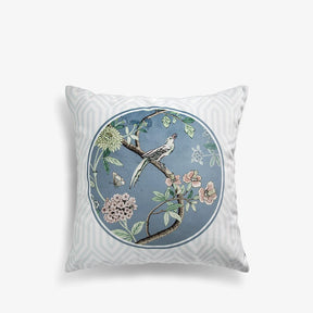 Chinoiserie Original Vintage Flower and Bird Throw Pillow