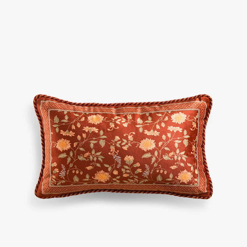 Chinoiserie Red Chrysanthemum Elegance Pillow Cushion