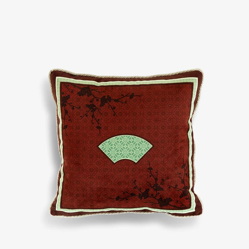 Chinoiserie Plum Blossom Bamboo Pillow Cushion