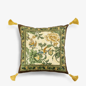 Chinoiserie Original Flowers and Birds Throw Pillow