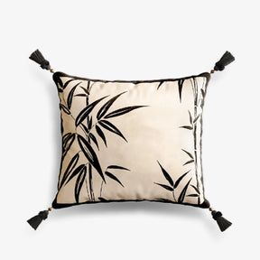 Chinoiserie Oriental Traditiona White Bamboo Pillow Cushion