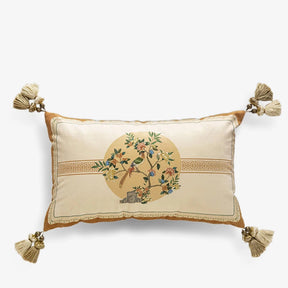 Chinoiserie Original Flowers and Birds Throw Pillow