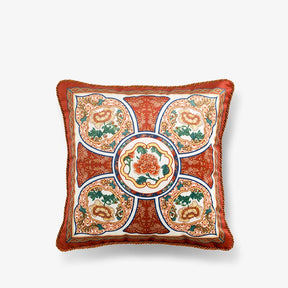 Chinoiserie Red-Yellow Classic Retro Luxurious Throw Pillow