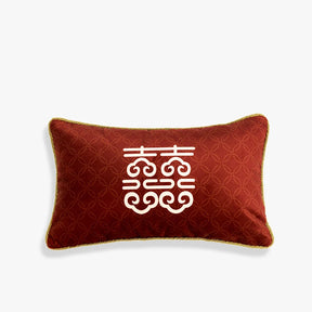 Chinoiserie Original Joyful Red Wedding Celebration Pillow